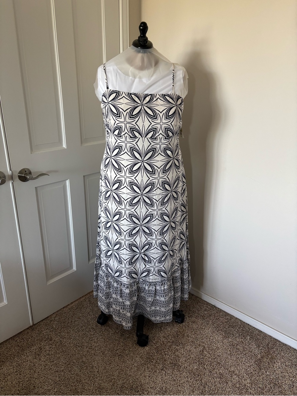 Target Black and White Geometric Floral Maxi Dress